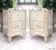 Pair of Designer Brand Mirrored 2-Drawer Bedside Cabinets - Total Original Price £838.00