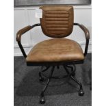 1 x Industrial-style Genuine Leather Upholstered Swivel Desk Chair - RRP £629.00