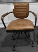 1 x Industrial-style Genuine Leather Upholstered Swivel Desk Chair - RRP £629.00