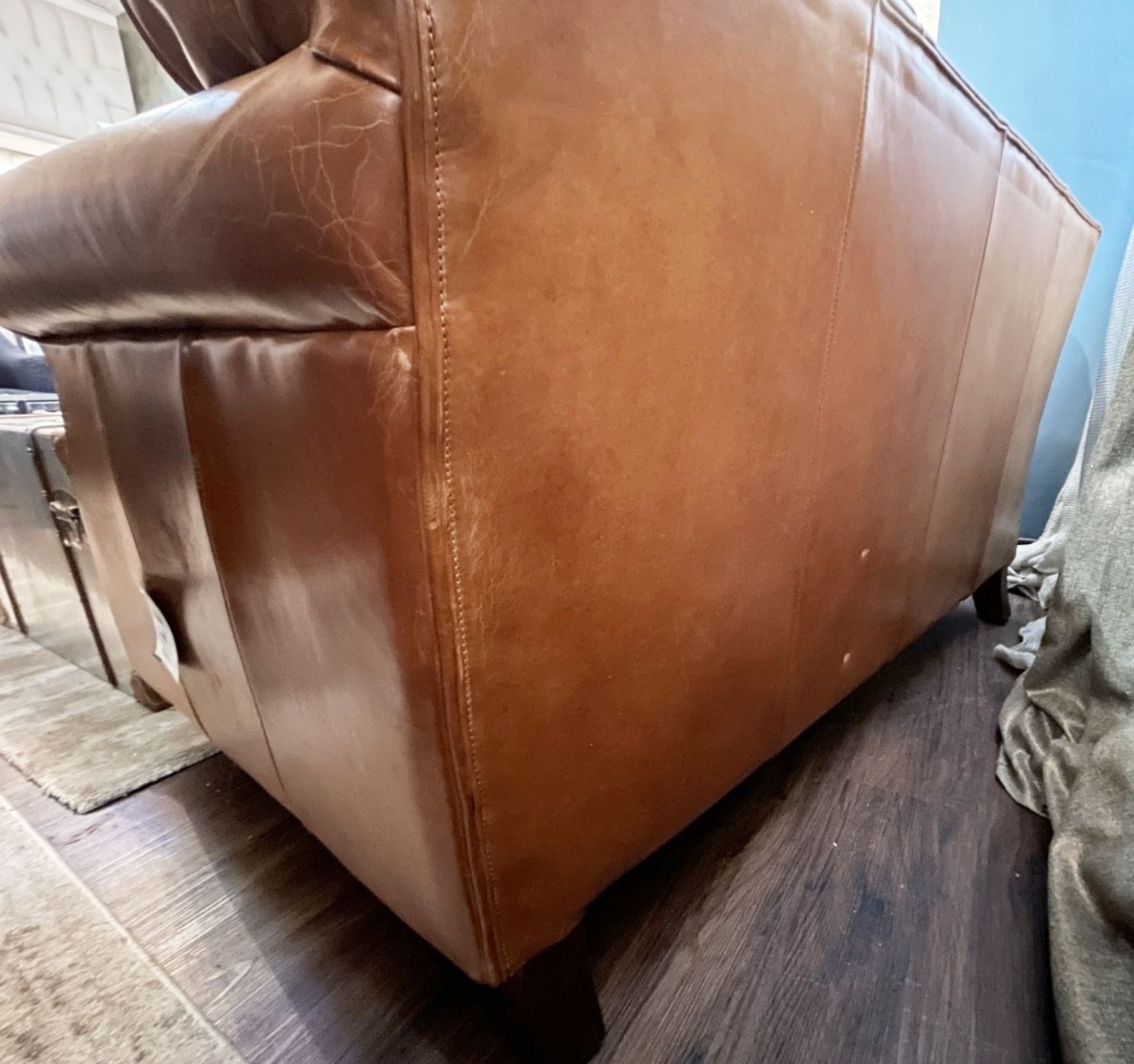 1 x Carlton Vintage Tan Leather Upholstered 2-Seater Sofa - Recently Removed from a Luxury Furniture - Image 8 of 8