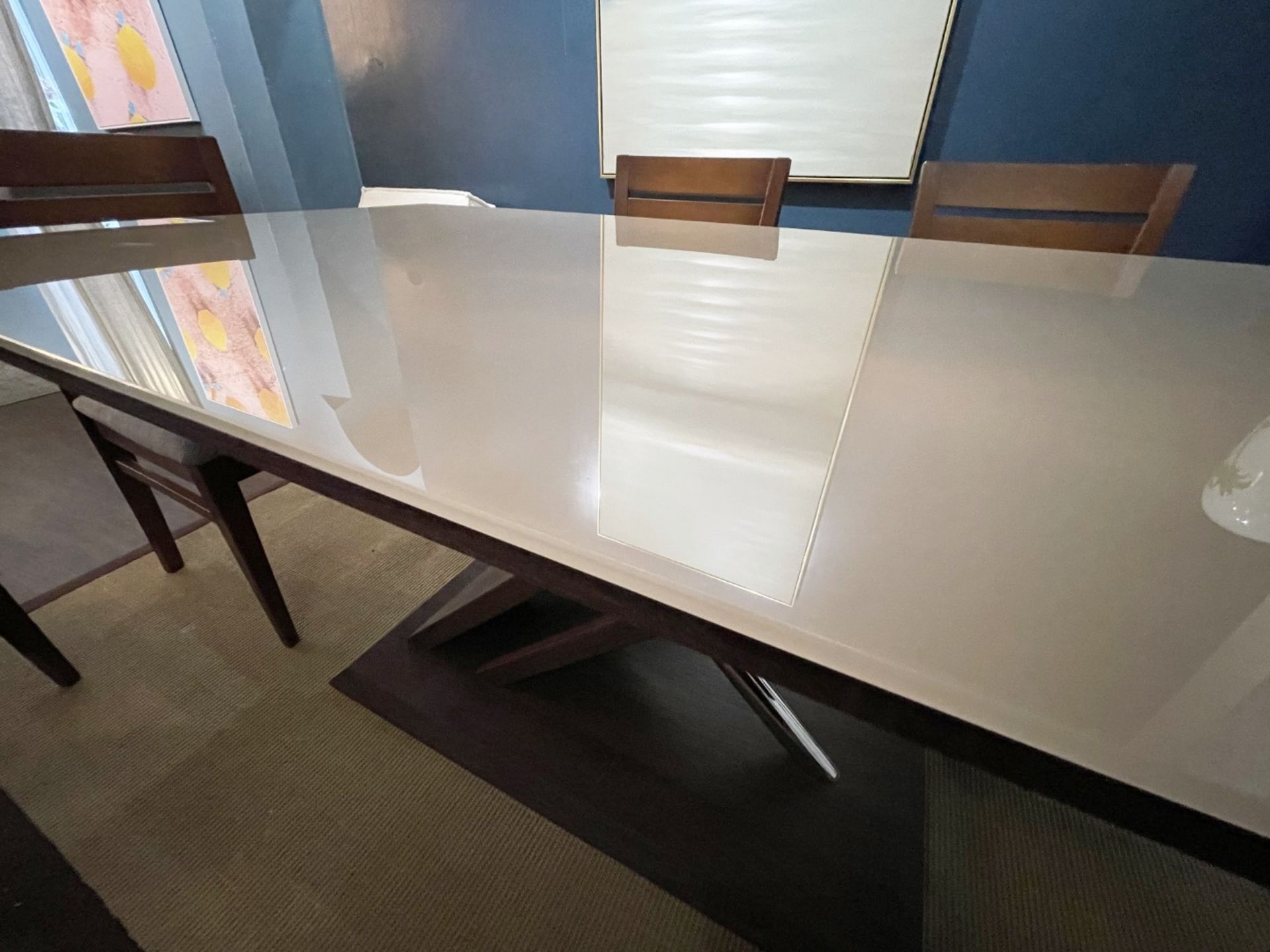 1 x VALUE MARK Rectangular Glass Topped Dining Table + 6 x Wooden Dining Chairs - Luxury Furniture - Image 2 of 23