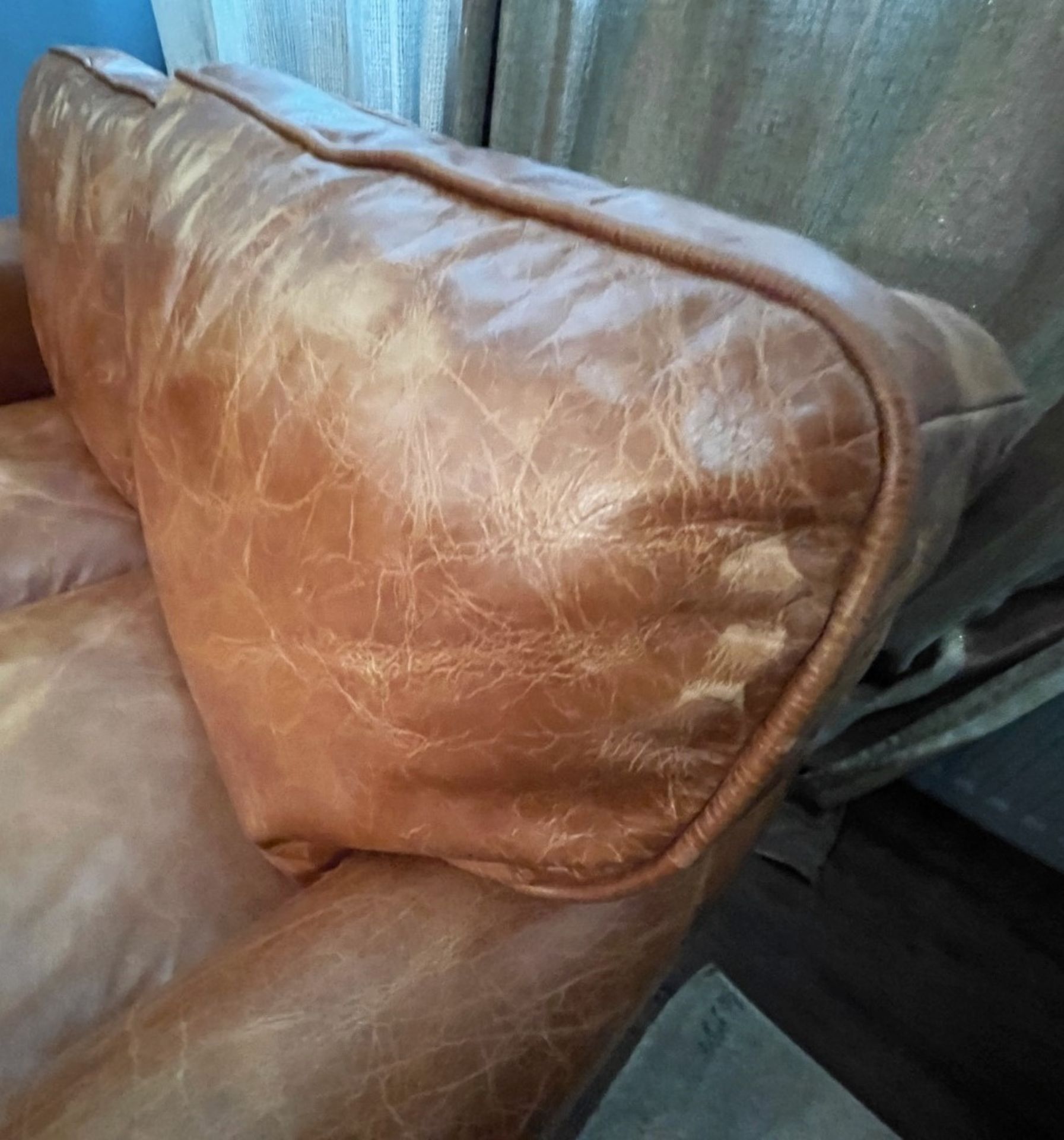 1 x Carlton Vintage Tan Leather Upholstered 2-Seater Sofa - Recently Removed from a Luxury Furniture - Image 7 of 8
