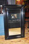 1 x Large 1.5-Metre Wall Mounted Mirror in a Wooden Frame in Black - Recently Removed from a