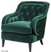 1 x Sumptuous Luxury Deep Green Velvet Upholstered Armchair - Original RRP £1,495