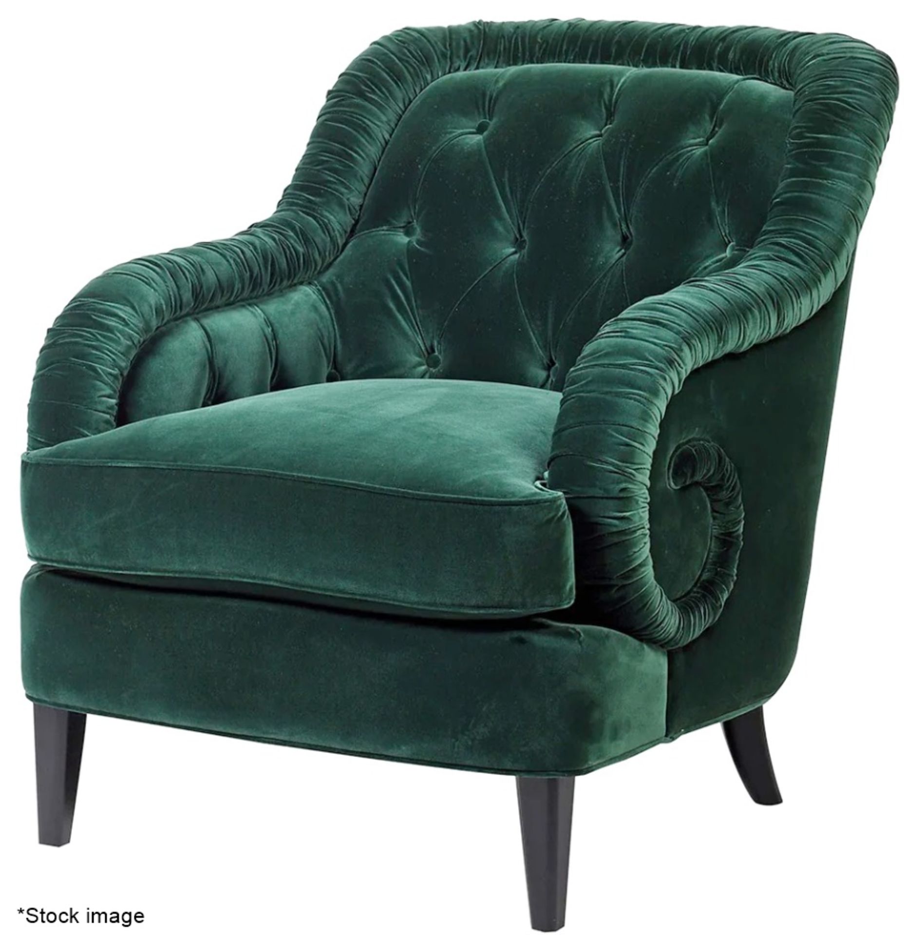1 x Sumptuous Luxury Deep Green Velvet Upholstered Armchair - Original RRP £1,495