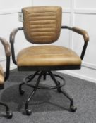 1 x Industrial-style Genuine Leather Upholstered Swivel Desk Chair - Original RRP £629.00 - Recently