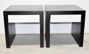 Pair of FENDI Modern Designer Wooden Bedside Cabinets Featuring Suede-style Lined 1-Drawer Storage