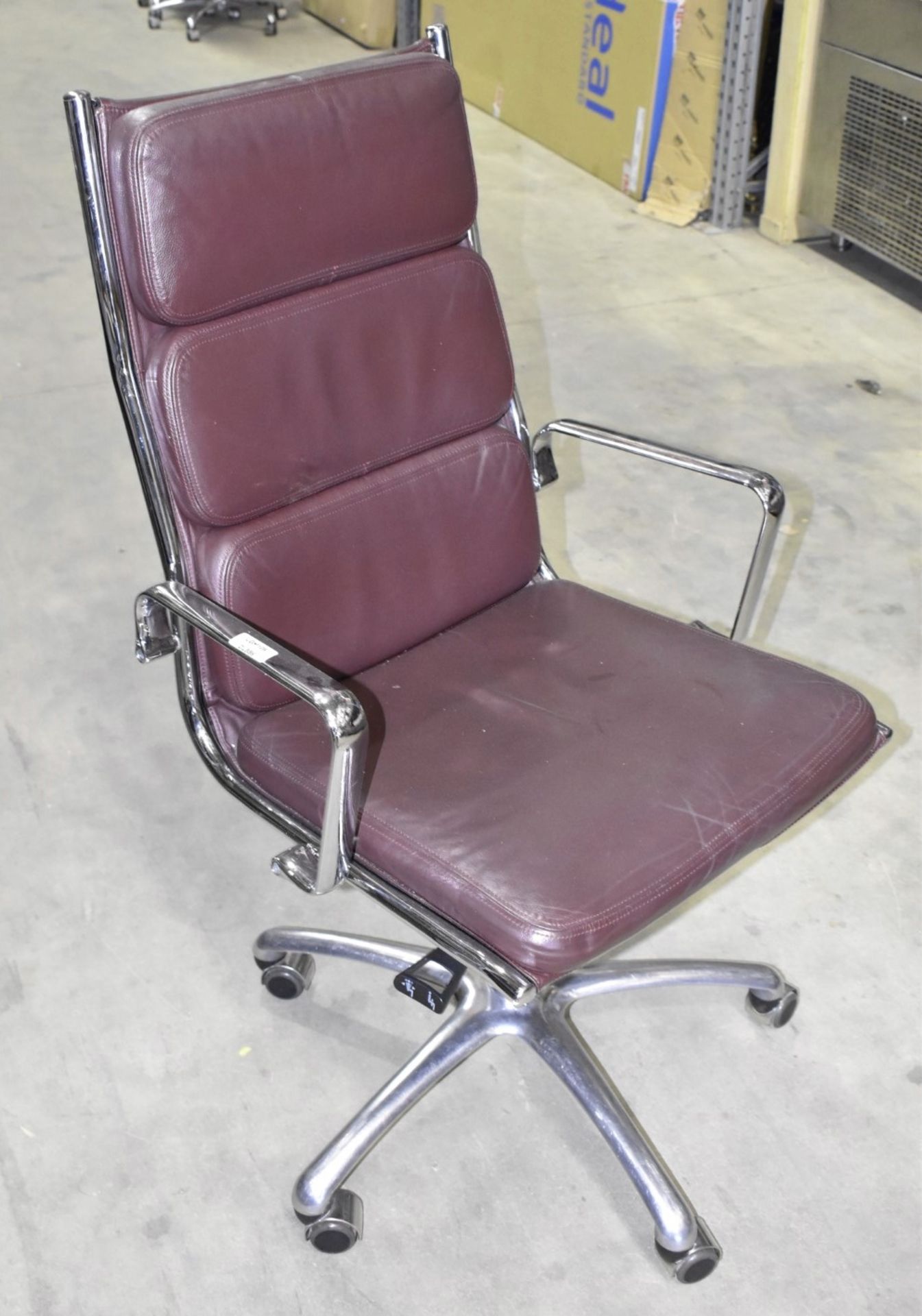 1 x LUXY Leather Upholstered Soft Pad Office Swivel Chair, Dark Brown - RRP £1,600 - Image 4 of 8