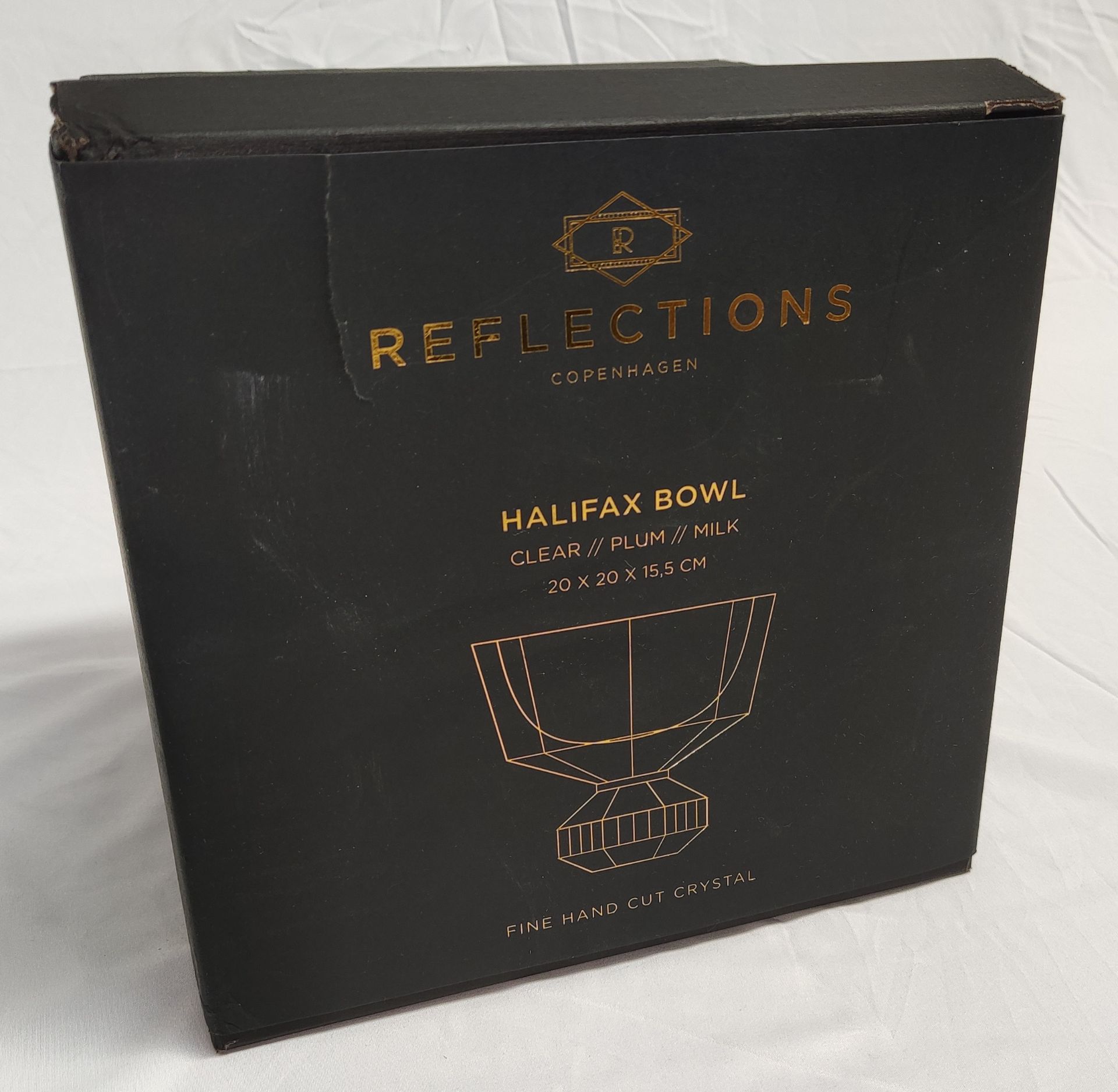 1 x REFLECTIONS COPENHAGEN Halifax Hand-Cut Crystal Glass Bowl In Clear/Milk/Plum - Original RRP £ - Image 21 of 21