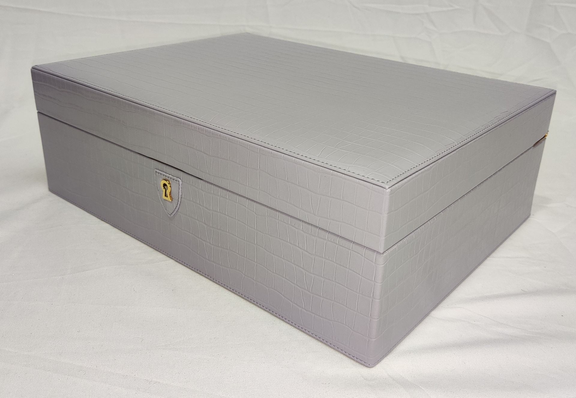 1 x ASPINAL OF LONDON Grand Luxe Jewellery Case In Deep Shine English Lavender Croc - Original - Image 25 of 34