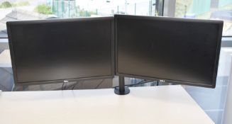 2 x Dell 24 Inch UltraSharp Full HD LED Monitors With Desk Mounted Adjustable Twin Stand, Power