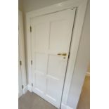 1 x Solid Wood Lockable Internal Bathroom Door Painted White - Includes Hinges and Handles - Ref: