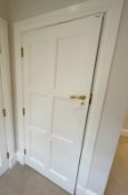 1 x Solid Wood Lockable Internal Bathroom Door Painted White - Includes Hinges and Handles - Ref: