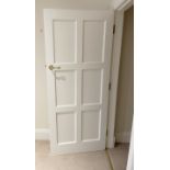 1 x Solid Wood Painted  Internal Door in White - Includes Handles and Hinges - Ref: PAN288 /