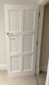 1 x Solid Wood Painted  Internal Door in White - Includes Handles and Hinges - Ref: PAN288 /