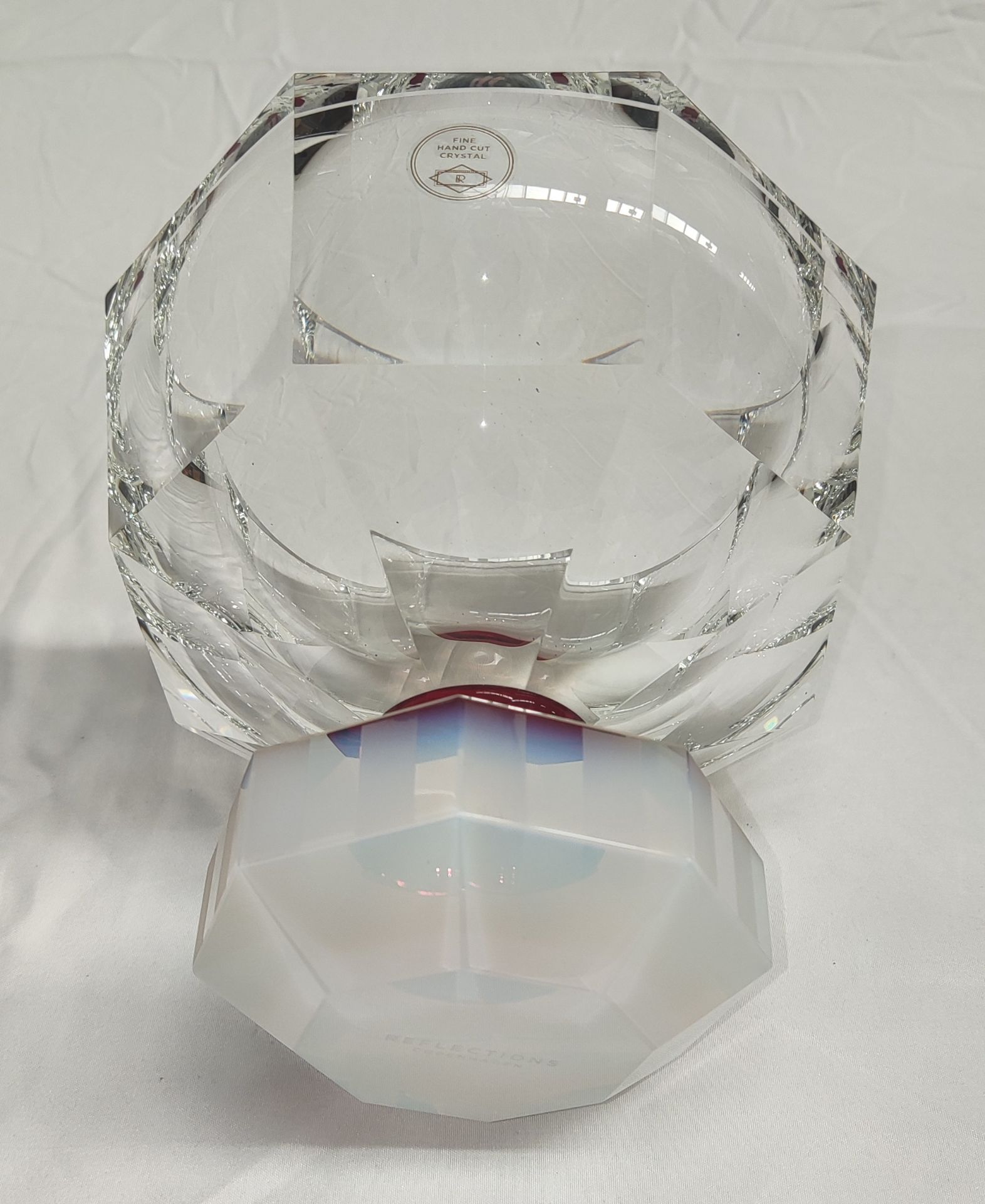 1 x REFLECTIONS COPENHAGEN Halifax Hand-Cut Crystal Glass Bowl In Clear/Milk/Plum - Original RRP £ - Image 13 of 21