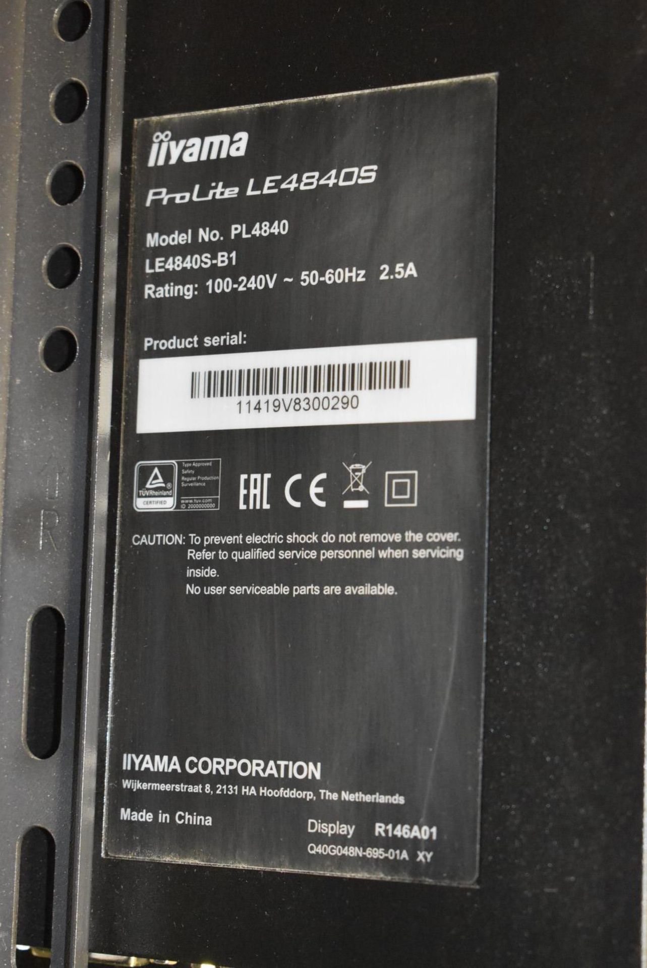1 x iiyama ProLite 48 Inch Full HD Professional LED Display Monitor With SVA Panel Technology - Image 8 of 12