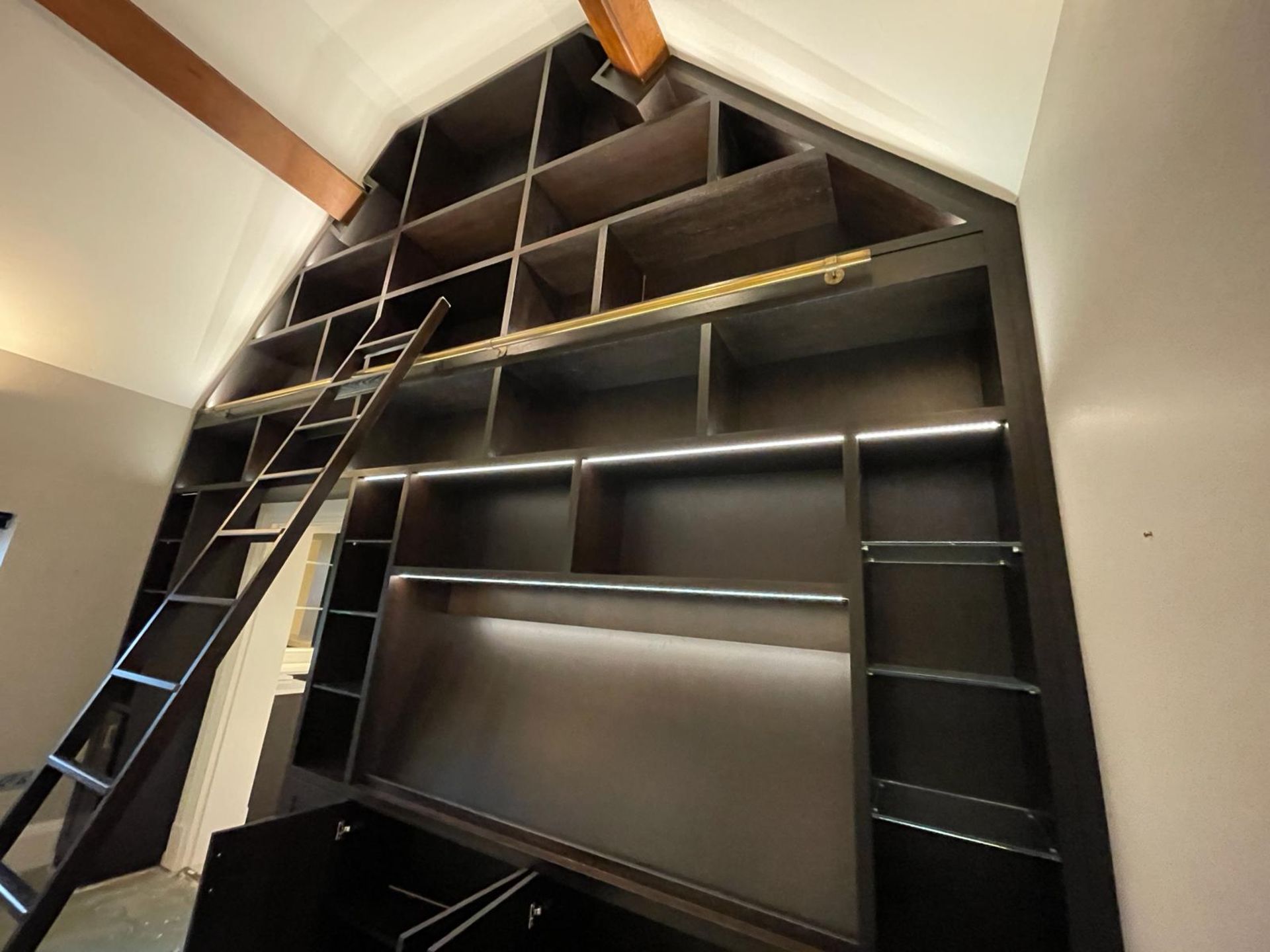 1 x Bespoke 4.7-Metre Wide Fitted Luxury Home Library Solid Wood Bookcase Wall Storage - Image 15 of 23