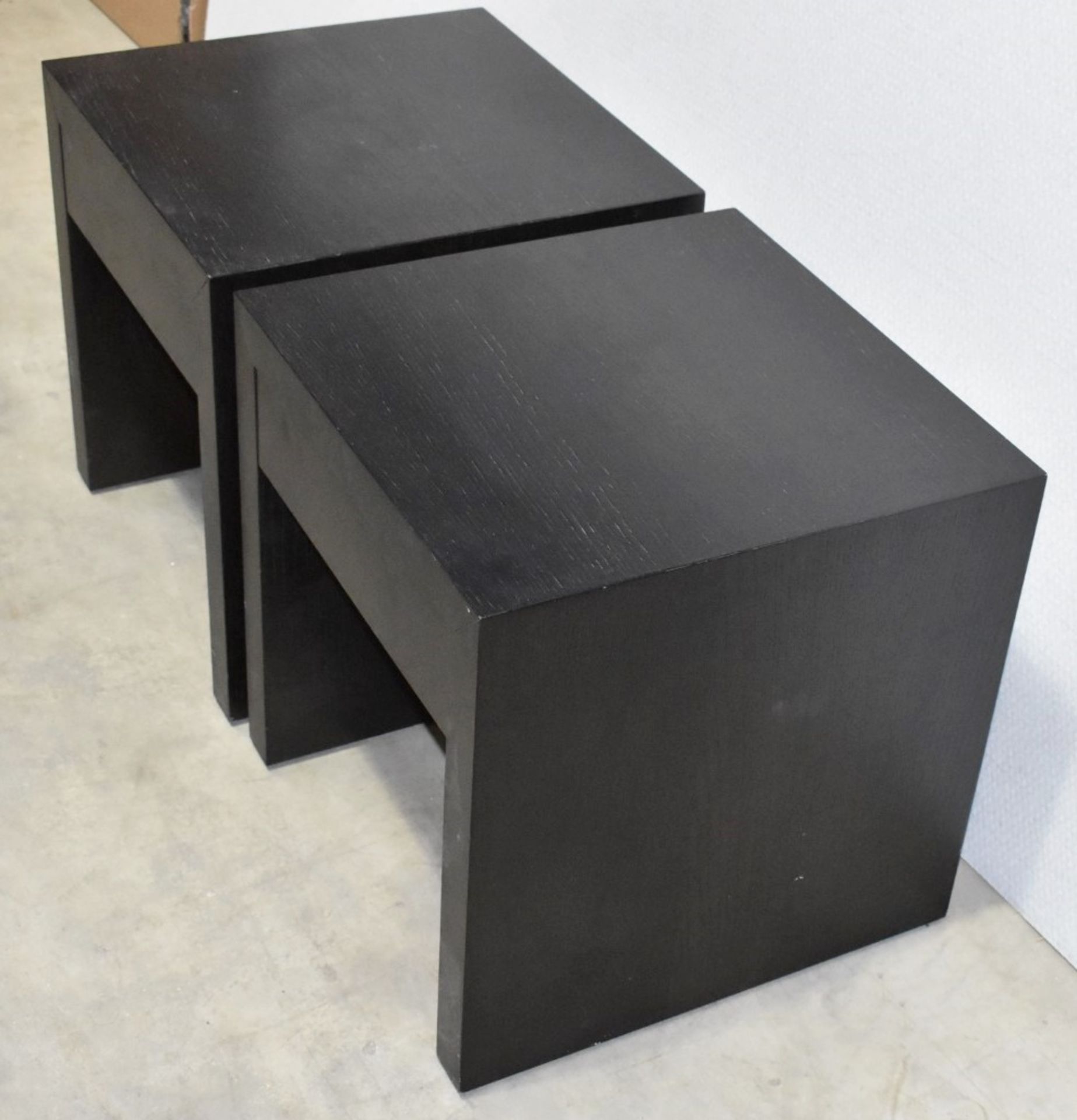 Pair of FENDI Modern Designer Wooden Bedside Cabinets Featuring Suede-style Lined 1-Drawer Storage - Image 7 of 15