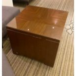 1 x Solid Wood Glass-topped Cube Coffee Table With Marquetry Detail On Top - Recently Procured