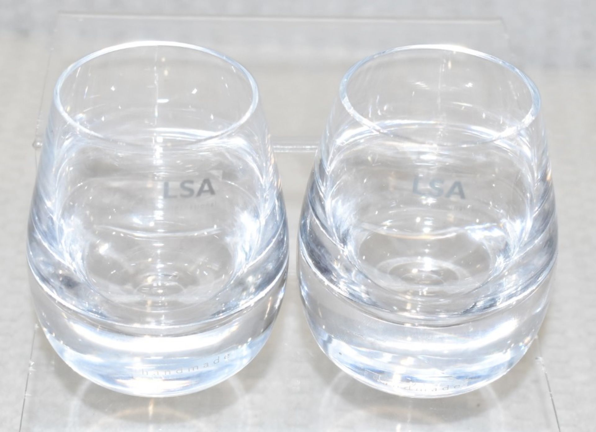 Set of 2 x LSA INTERNATIONAL 'Islay' Mouth-blown Glass Tumblers With Walnut Coasters - RRP £64.95 - Image 4 of 8