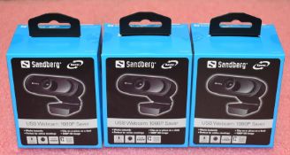 10 x Sandberg USB Full HD 1080p Webcams With Microphone - RRP £350.00