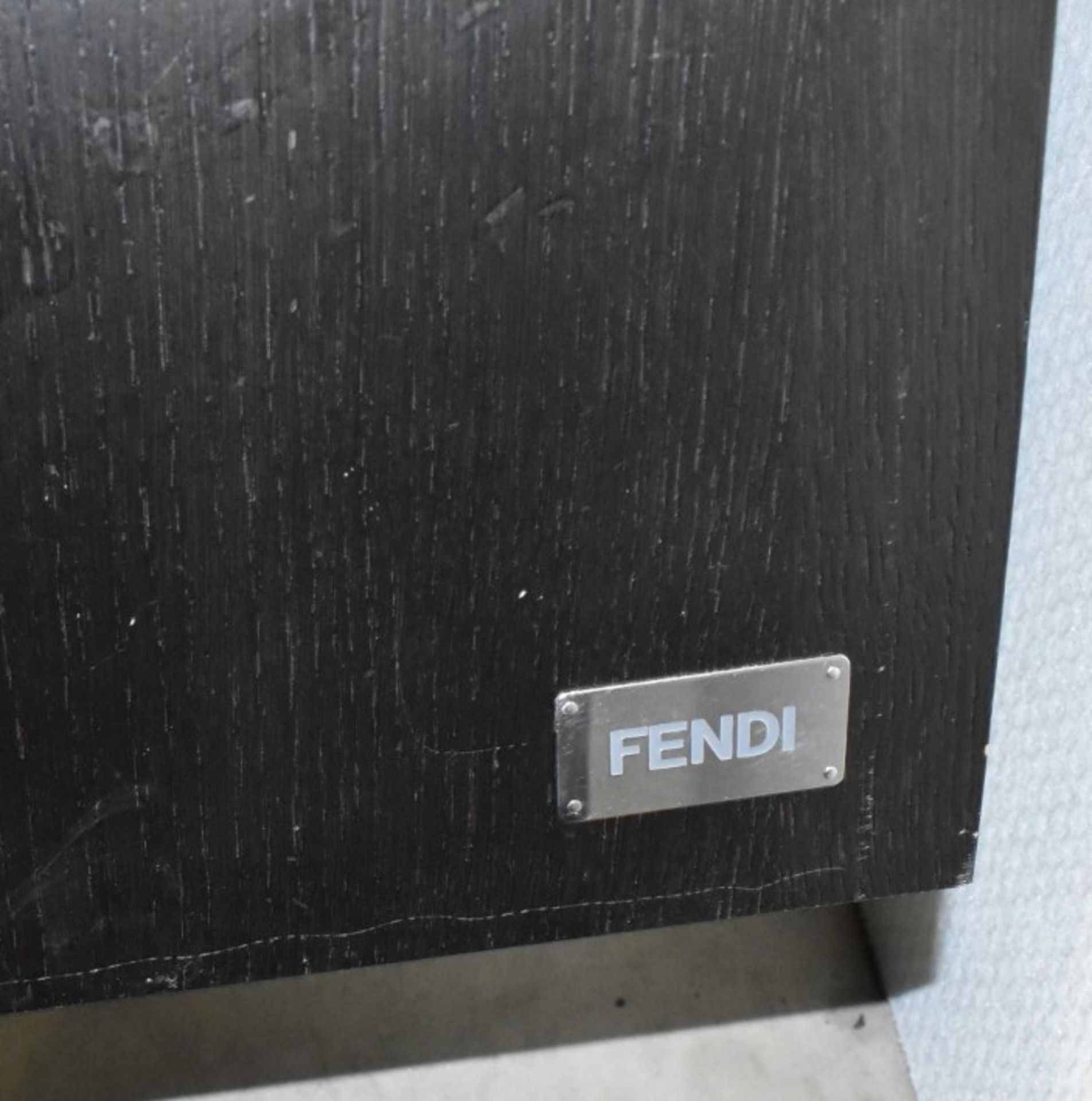 Pair of FENDI Modern Designer Wooden Bedside Cabinets Featuring Suede-style Lined 1-Drawer Storage - Image 6 of 15