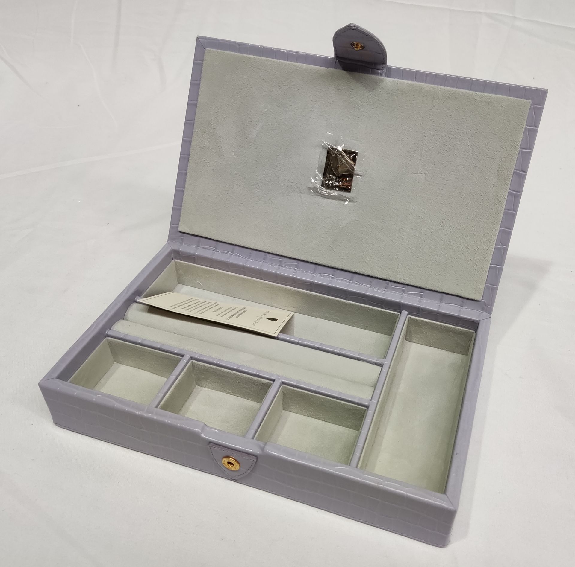 1 x ASPINAL OF LONDON Paris Leather Jewellery Case In Deep Shine English Lavender Small Croc - New/ - Image 12 of 18