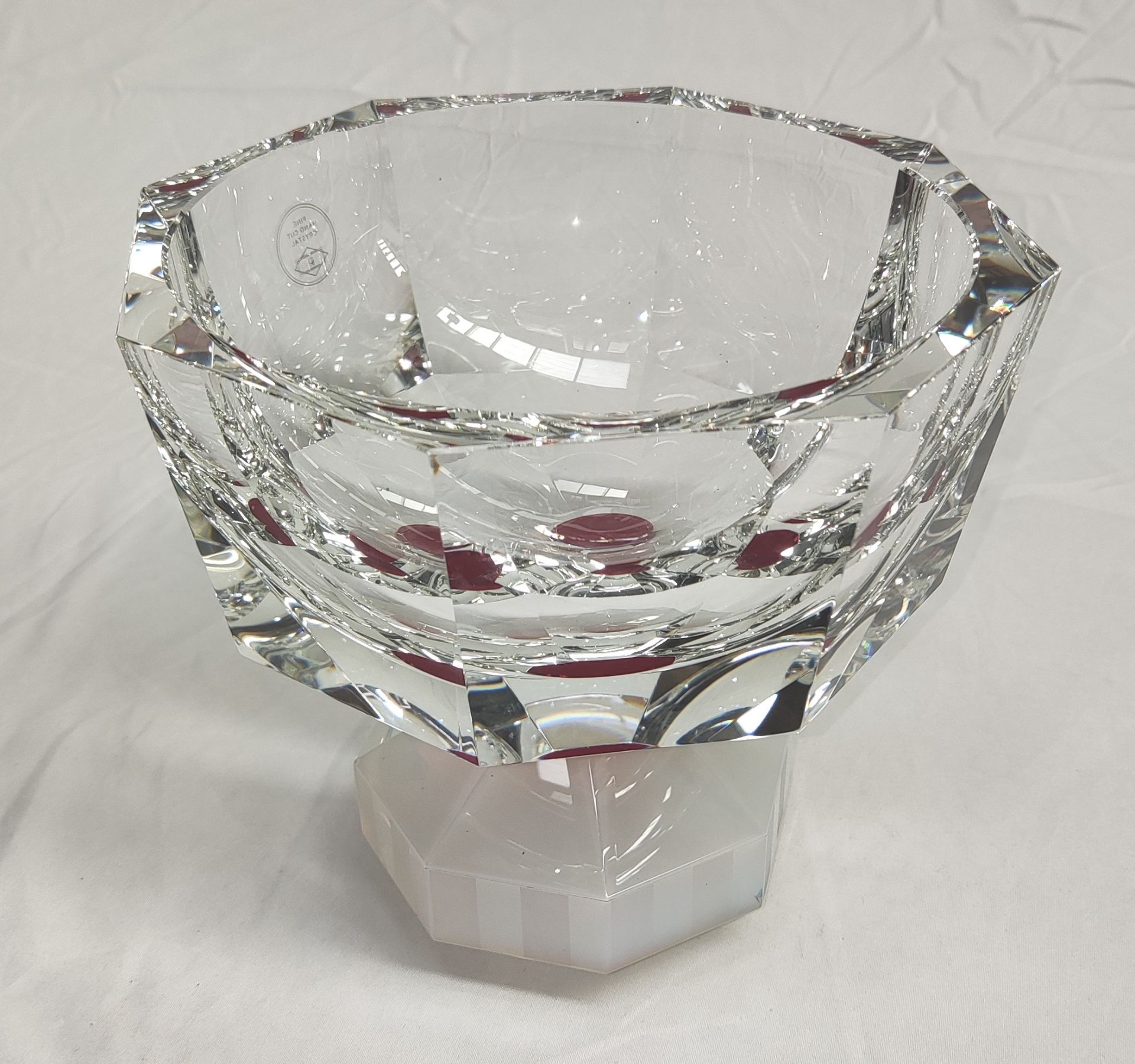 1 x REFLECTIONS COPENHAGEN Halifax Hand-Cut Crystal Glass Bowl In Clear/Milk/Plum - Original RRP £ - Image 8 of 21