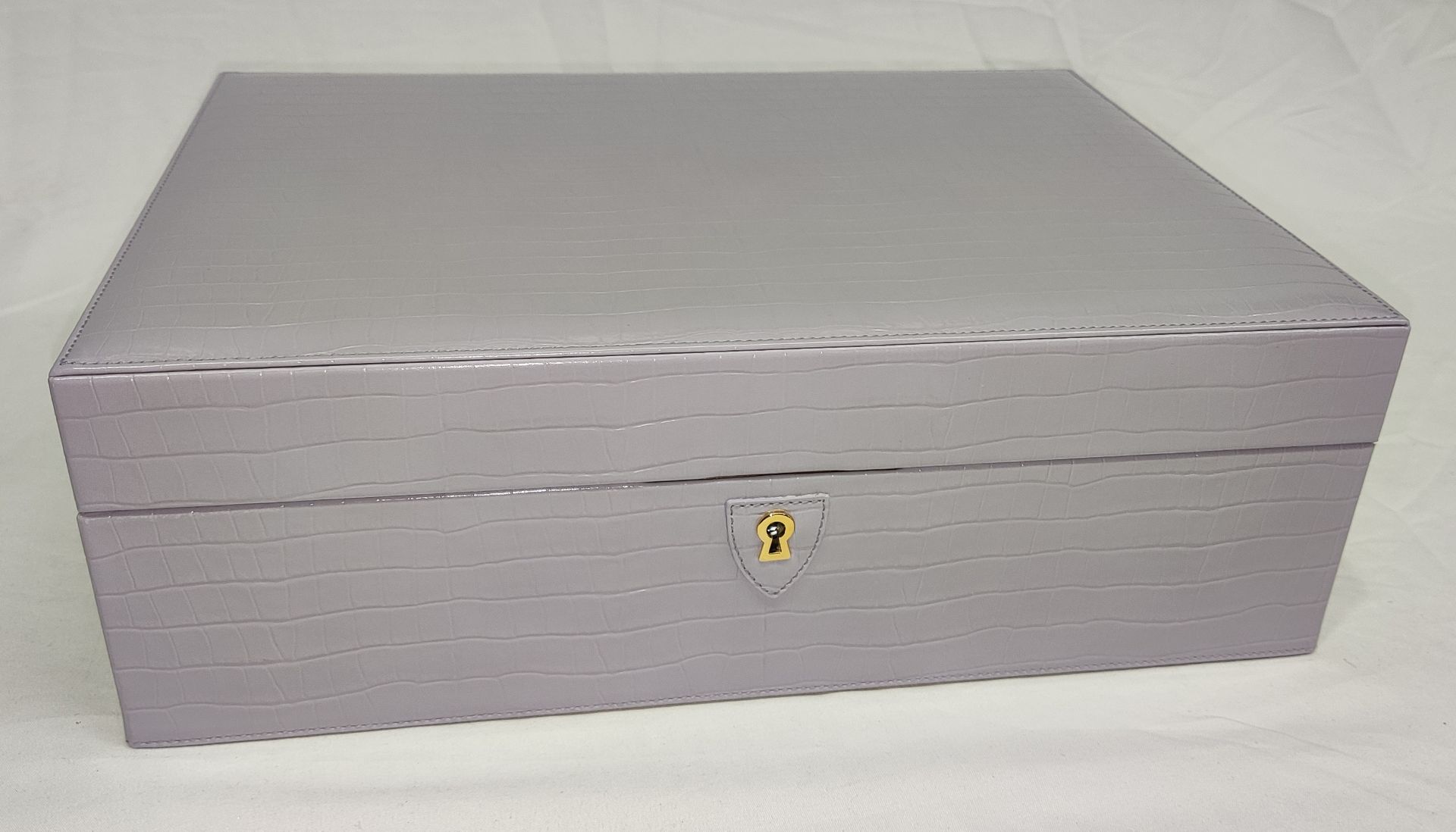 1 x ASPINAL OF LONDON Grand Luxe Jewellery Case In Deep Shine English Lavender Croc - Original - Image 32 of 34