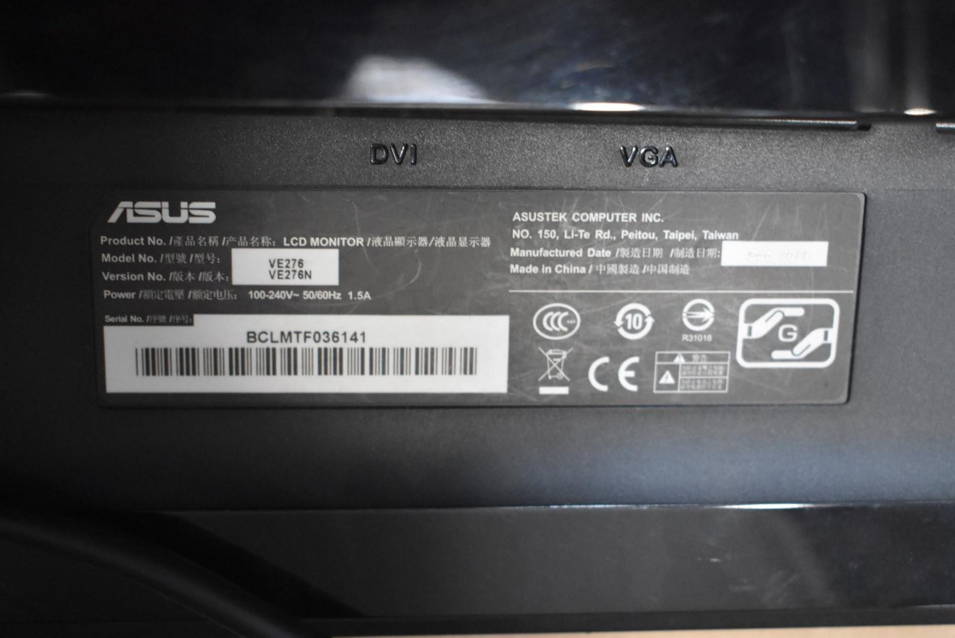 1 x Asus 27 Inch PC Monitor - Model VE276 - Suitable For Wall Mounting - Stand Not Included - Image 3 of 4