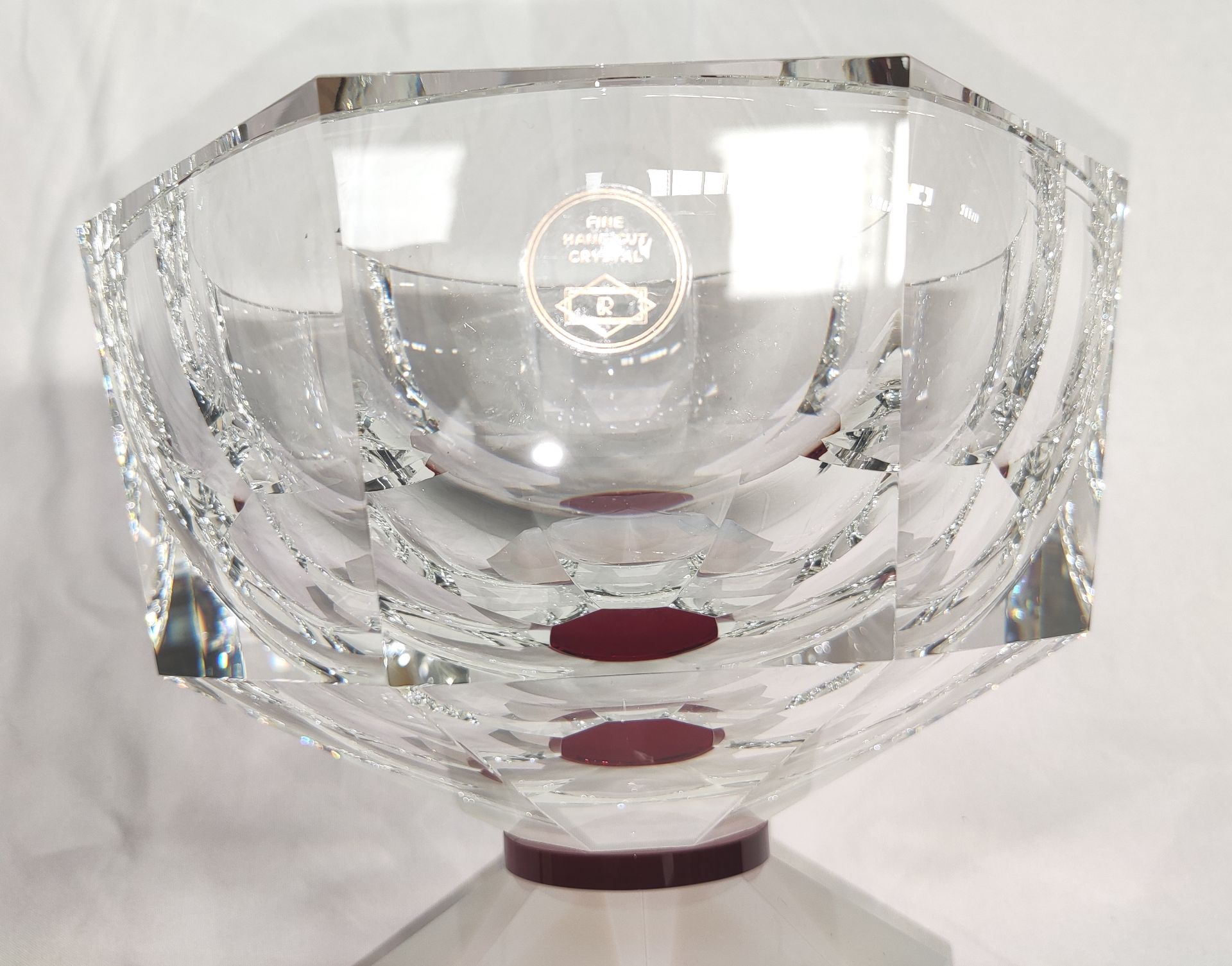 1 x REFLECTIONS COPENHAGEN Halifax Hand-Cut Crystal Glass Bowl In Clear/Milk/Plum - Original RRP £ - Image 17 of 21
