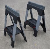 2 x STANLEY Fatmax Telescopic Saw Horses - 68(W) x 39(D) x 82(H) cms - RRP £172 - Ref: K236 - CL905