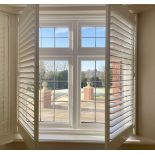 1 x Hardwood Timber Double Glazed Window Frames fitted with Shutter Blinds, In White - Ref: PAN104