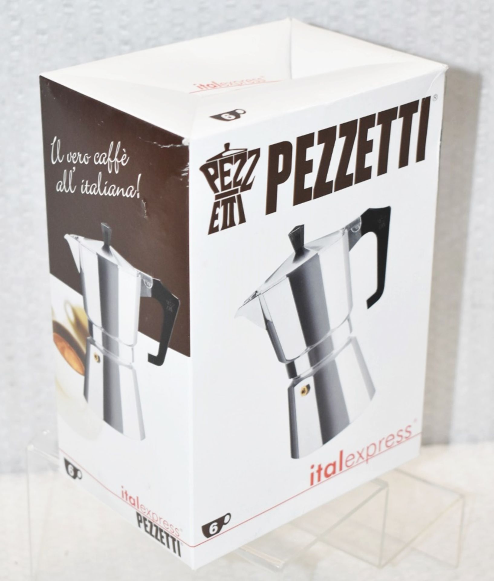 1 x PEZZETTI Italexpress Aluminium Stove Top 6-Cup Moka Pot - Unused Boxed Stock - Ref: HBK365