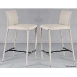 Pair of CATTELAN ITALIA 'Norma' Designer Fully Upholstered Stools in a Light Synthetic Leather