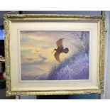 1 x Framed Fine Art Print Featuring a Bird in Flight, Presented in an Ornate Antique-style Frame