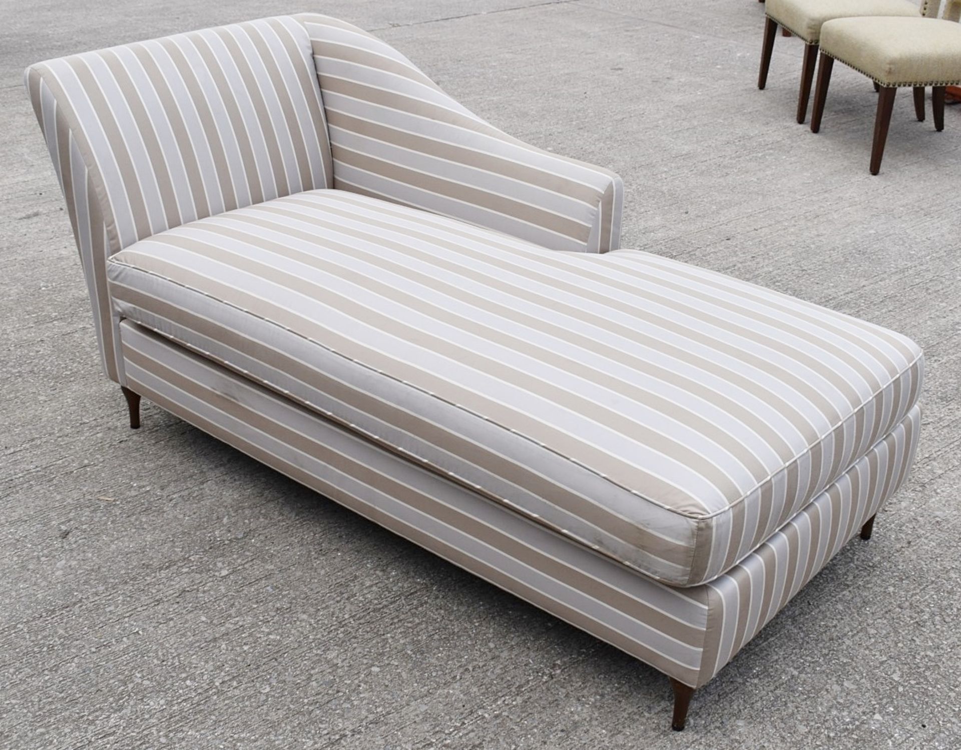 1 x Classically Styled Chaise Lounge Upholstered in a Premium Striped Fabric - Recently Procured