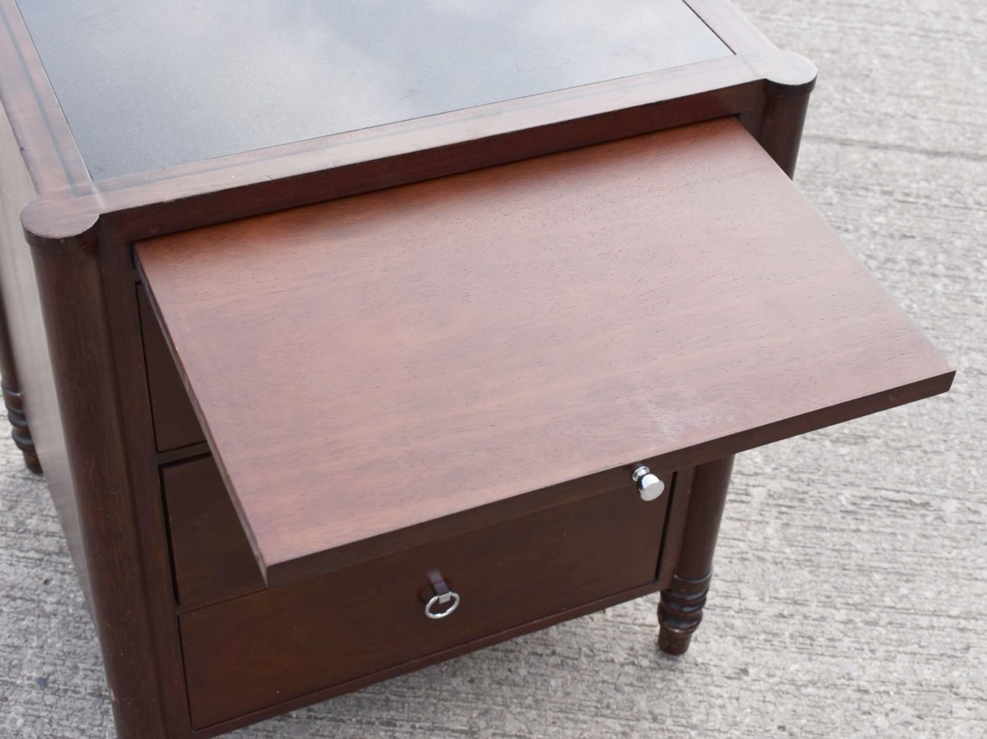 1 x CHANNELS Classically Styled Designer Solid Wood End Table with Pull-Out Tray, 1-Drawer Storage - Image 3 of 5