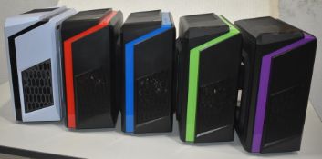5 x ATX Computer Cases With USB 3.0, SD Card Readers, Side Window and Case Fan - Unused