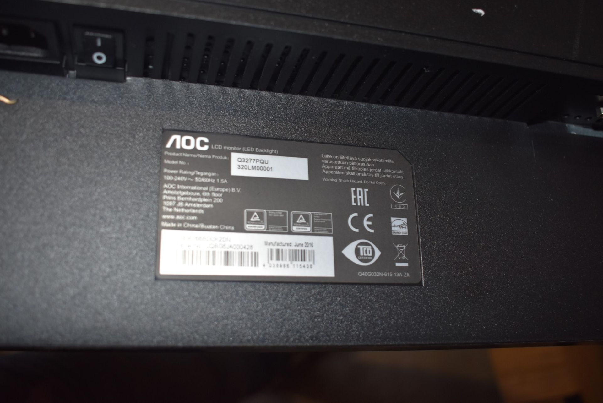 1 x AOC 32 Inch LED Computer Monitor - Model Q3277PQU - Bild 8 aus 10