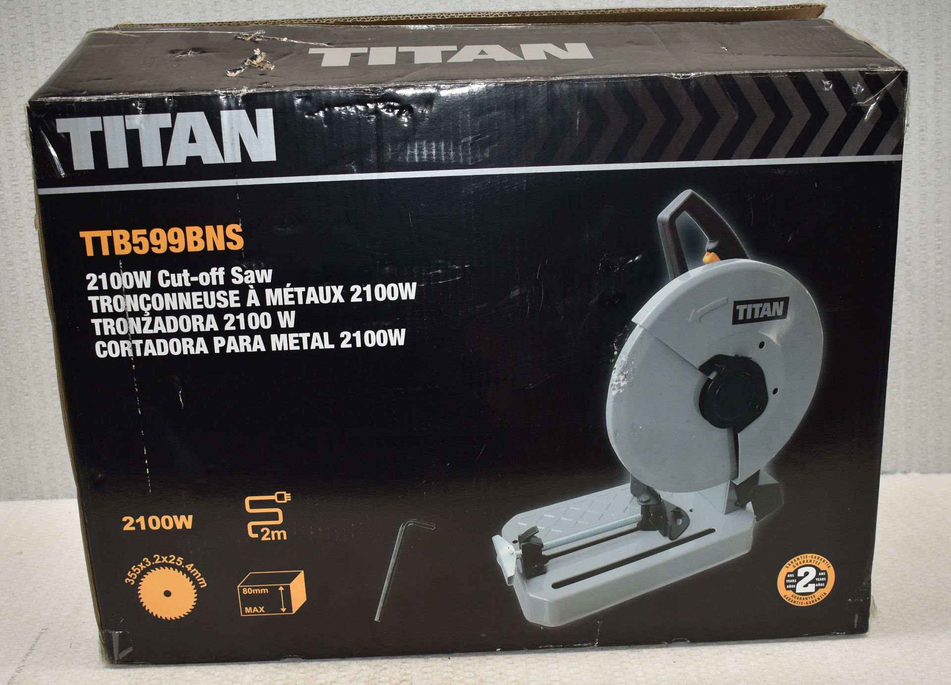 1 x TITAN 2100W 355Mm Cut-Off Saw / Chop Saw - Model: TTBS99BNS - Ref: K254 - CL905 - Location: Altr - Image 4 of 21