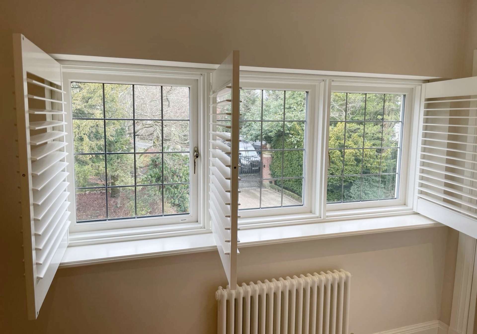 1 x Hardwood Timber Double Glazed Leaded 3-Pane Window Frame fitted ...