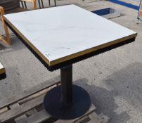 1 x Square Industrial-style Bistro Table with a Sturdy Metal Base And Marble Effect Top - Ref: