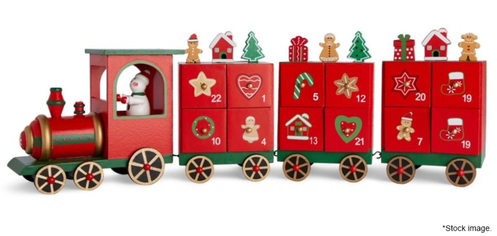 1 x HARRODS OF LONDON Wooden Train Advent Calendar - Original Price £55.00