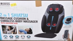 1 x HoMedics 2-in-1 Shiatsu Massage Cushion and Cordless Body Massager, Removable Cordless Massage