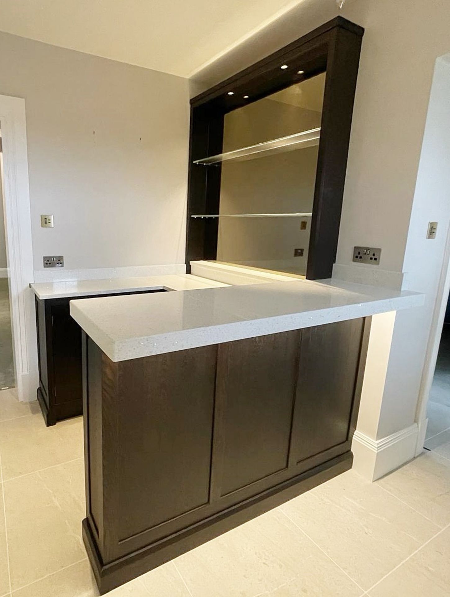1 x Small Bespoke Fitted Luxury Home Bar with White Terrazzo Quartz Counter - Image 3 of 19