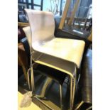 Set of 3 x Dining Chairs With White and Black Seats With Chrome Bases - Ref: MJF239