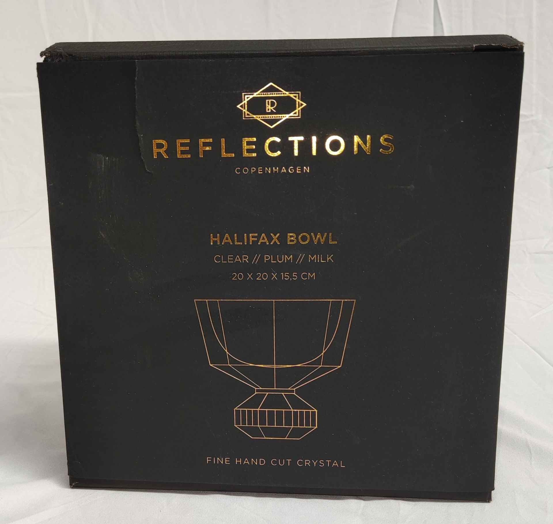 1 x REFLECTIONS COPENHAGEN Halifax Hand-Cut Crystal Glass Bowl In Clear/Milk/Plum - Original RRP £ - Image 18 of 21