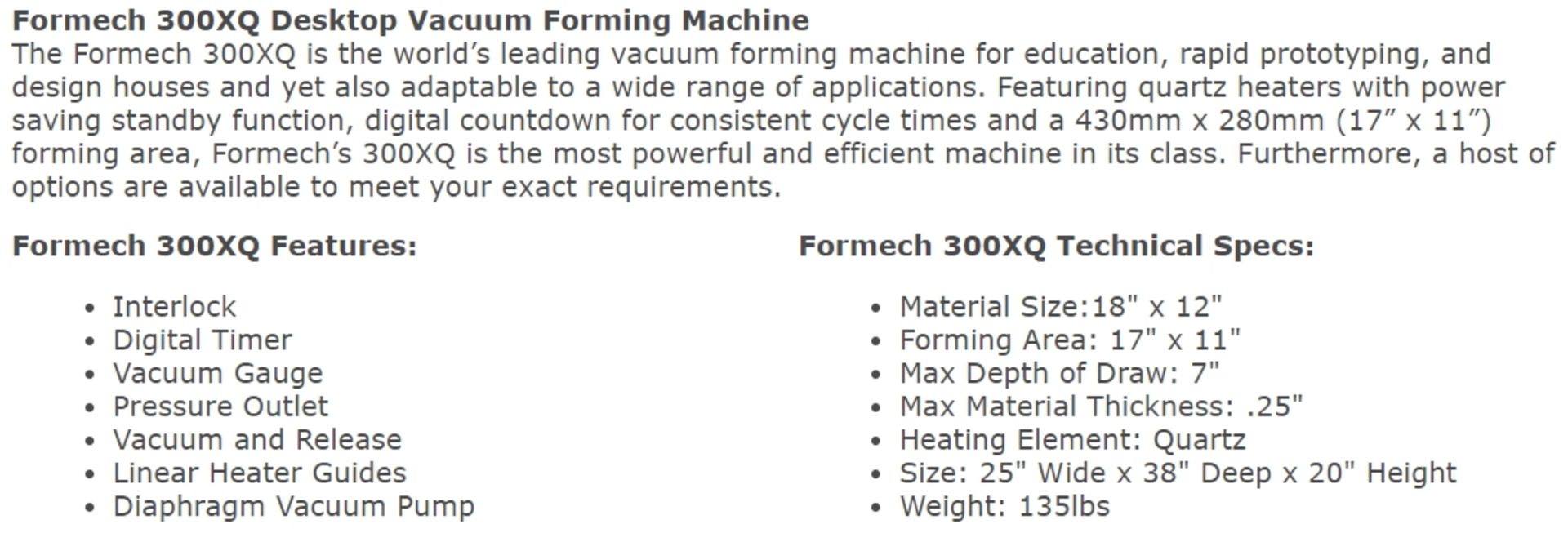1 x Formech 300XQ Vacuum Forming Machine With Stand - RRP £4,000 - Image 3 of 12